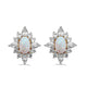 Load image into Gallery viewer, Jewelili 14K Yellow Gold Over Sterling Silver with Created Opal and Created White Sapphire Stud Earrings
