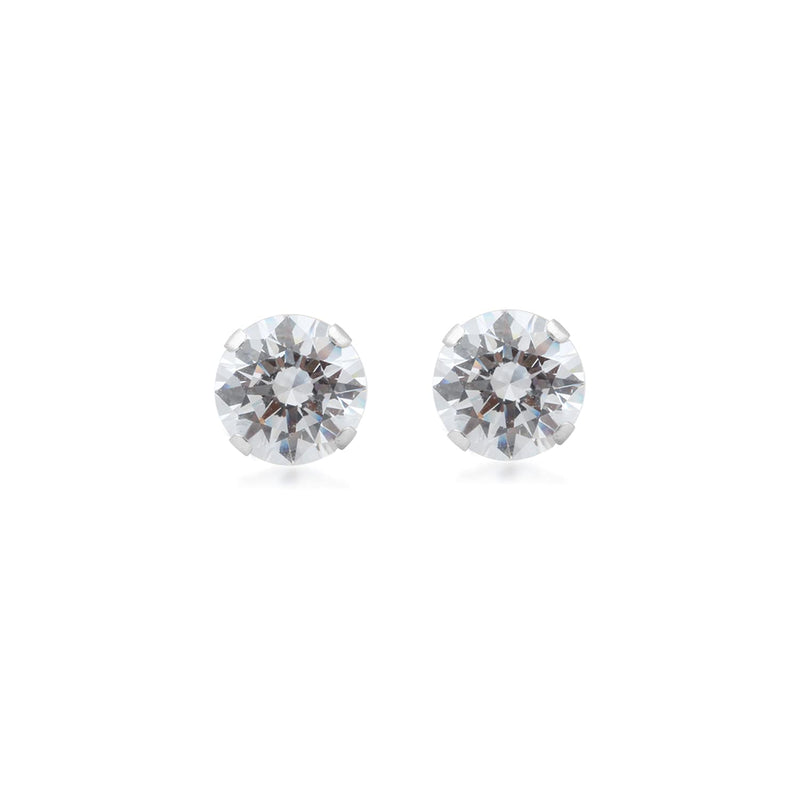 Jewelili Stud Earrings Box Set with Cubic Zirconia in 10K White and Yellow Gold View 7