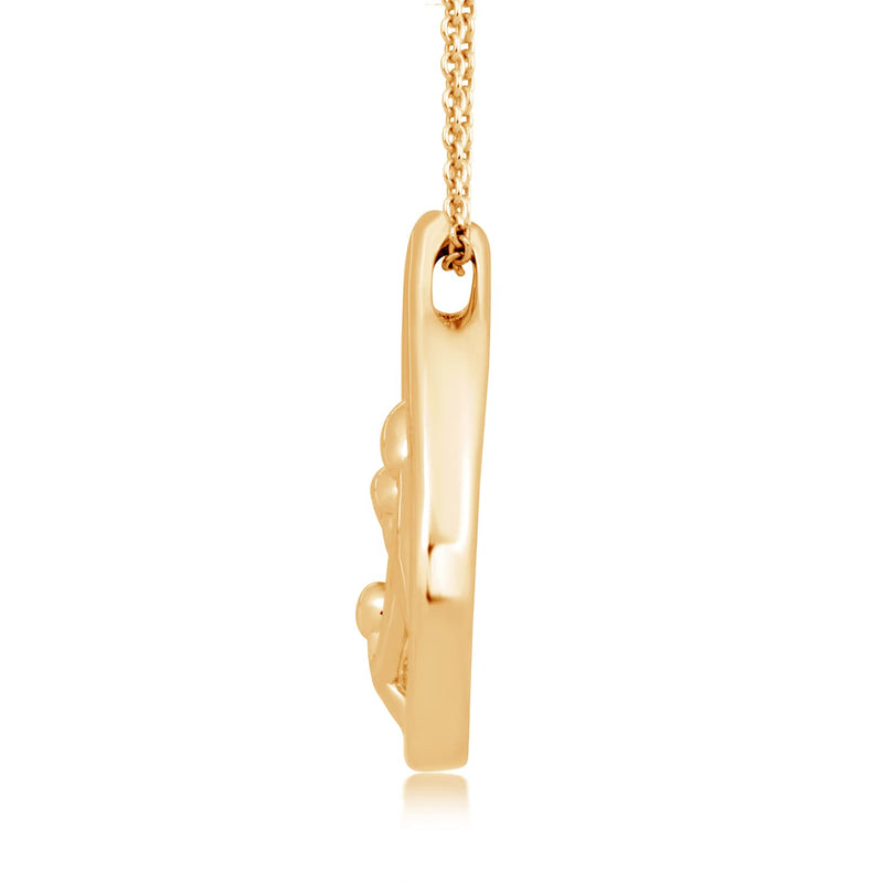 Jewelili Parent and One Child Family Teardrop Pendant Necklace in 18K Yellow Gold over Sterling Silver View 2