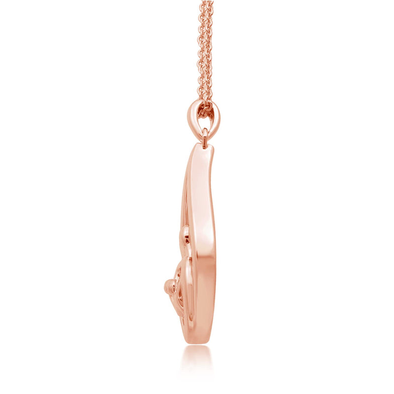 Jewelili Parent and Two Children Teardrop Pendant Necklace in Rose Gold over Sterling Silver View 2