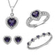 Load image into Gallery viewer, Jewelili 4-Piece Boxed Set with Plated Brass Amethyst and Round Cubic Zirconia in Sterling Silver
