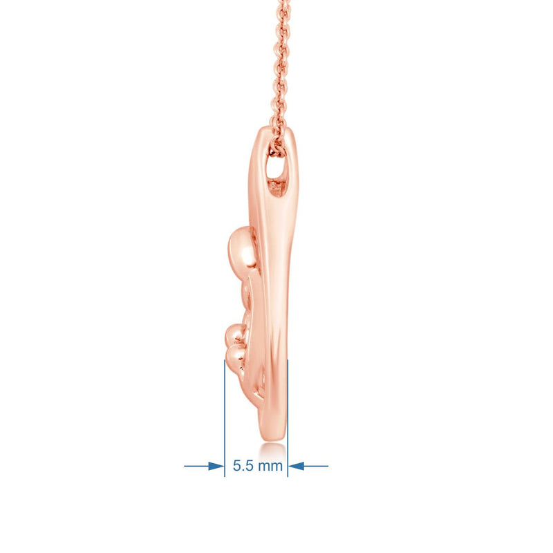 Jewelili Parent and Two Children Family Teardrop Pendant Necklace in 14K Rose Gold over Sterling Silver View 5