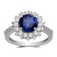 Load image into Gallery viewer, Jewelili Halo Ring with Round Created Blue Sapphire and Created White Sapphire in Sterling Silver View 1
