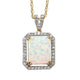 Load image into Gallery viewer, Jewelili Octagon Halo Necklace Opal Jewelry in Yellow Gold Over Sterling Silver - View 1
