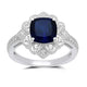 Load image into Gallery viewer, Jewelili Ring with White Diamonds and Cushion Shape Created Blue Sapphire in Sterling Silver 1/6 CTTW View 1
