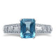 Load image into Gallery viewer, Jewelili Ring with Octagon Swiss Blue Topaz with Baguette and Round Created White Sapphire in 10K White Gold View 1
