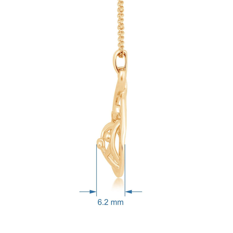 Jewelili Parent and Three Children Family Teardrop Pendant Necklace in 18K Yellow Gold over Sterling Silver View 5