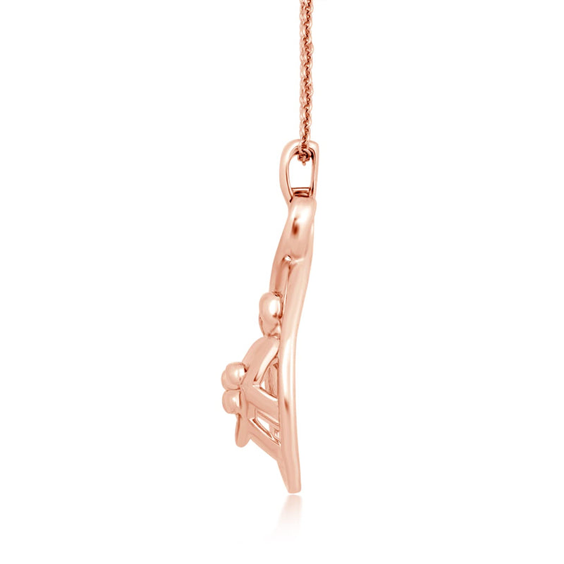 Jewelili Parent and Four Children Family Teardrop Pendant Necklace in 14K Rose Gold over Sterling Silver View 2