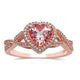 Load image into Gallery viewer, Jewelili Heart Ring with Created Morganite and Created White Sapphire in Rose Gold over Sterling Silver View 2
