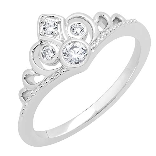 Jewelili Ring with Diamonds in Sterling Silver 1/6 CTTW View 1