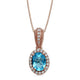 Load image into Gallery viewer, Jewelili 10K Rose Gold With Oval Shape Sky Blue Topaz and Round White Topaz Halo Pendant Necklace, 18&quot; Box Chain
