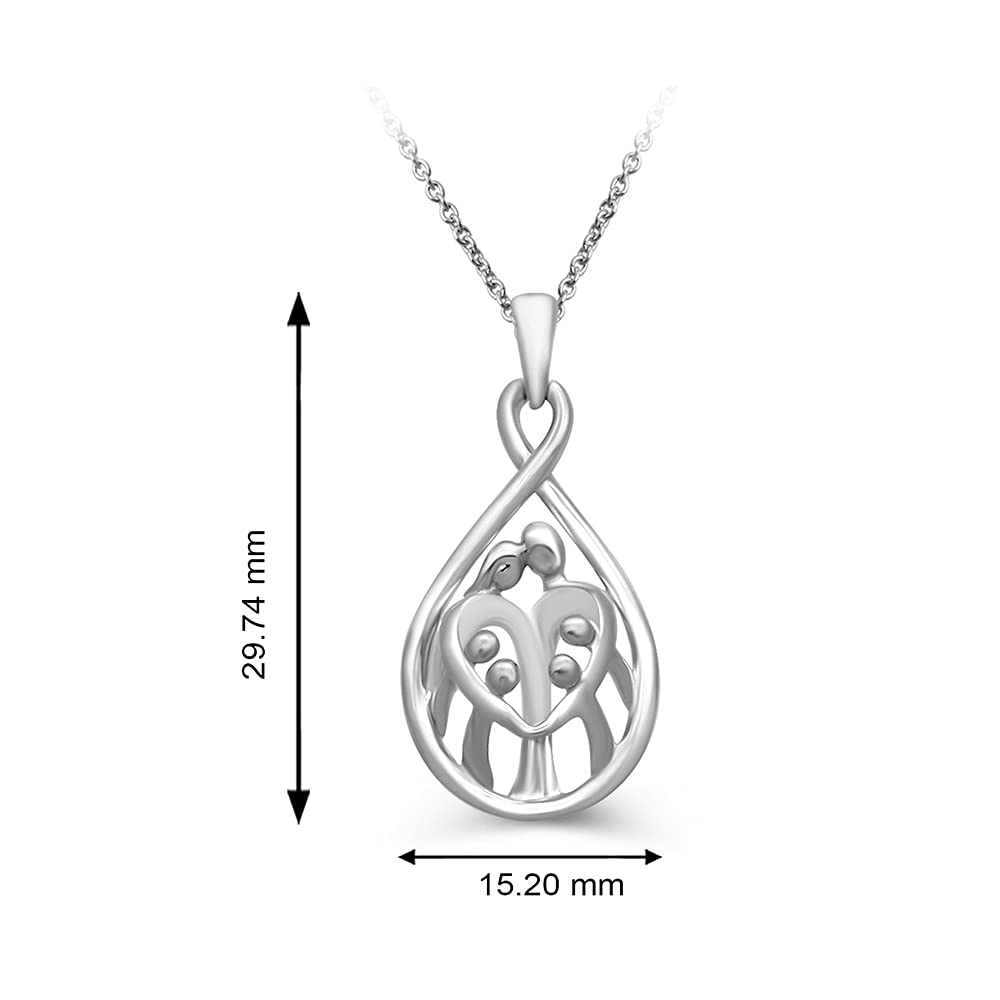 Jewelili Parent & Child Diamond Pendant Necklace - 1/10 Cttw Natural Diamonds In Sterling Silver - 18" Cable Chain - Family Jewelry Gift