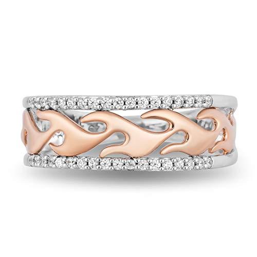 Enchanted Disney Fine Jewelry 10K Rose Gold and Sterling Silver with 1/5 CTTW Diamond Maleficent Flames Ring