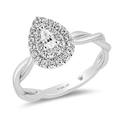 Jewelili Ring with Diamonds in 10K White Gold 1/5 CTTW View 1
