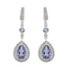 Load image into Gallery viewer, Jewelili Teardrop Drop Earrings with Pear and Round Amethyst and Created Round White Sapphire in Sterling Silver View 1
