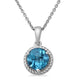 Load image into Gallery viewer, Jewelili Sterling Silver with 7mm Round Swiss Blue Topaz Solitaire Pendant Necklaces, 18&quot; Cable Chain
