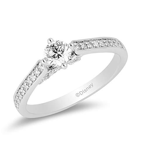 Enchanted Disney Fine Jewelry 14K White Gold with 1/2 Cttw Diamond Tinker Bell Engagement Ring