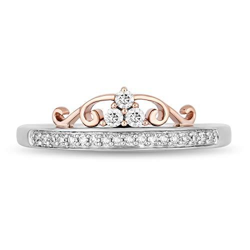 Enchanted Disney Fine Jewelry 10K White and Rose Gold With 1/6Cttw Diamond  Majestic Princess Tiara Ring
