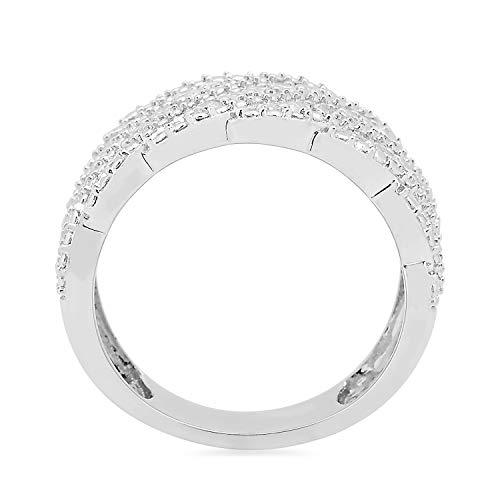 Jewelili Ring with Natural White Round Diamonds in 10K White Gold 3/4 CTTW View 2