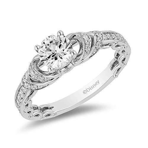 Enchanted Disney Fine Jewelry 14K White Gold with 1.00 cttw Diamond Majestic Princess Engagement Ring