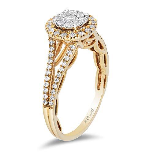 Enchanted Disney Fine Jewelry 14k Yellow Gold 5/8cttw Majestic Princess Composite Engagement Ring