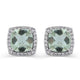 Load image into Gallery viewer, Jewelili Sterling Silver With Checkerboard Cushion Green Quartz and Round Created White Sapphire Stud Earrings
