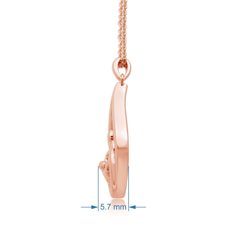 Jewelili Parent and Two Children Teardrop Pendant Necklace in Rose Gold over Sterling Silver View 5
