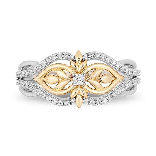 Enchanted Disney Fine Jewelry Sterling Silver and 10K Yellow Gold with 1/5 CTTW Diamonds Anna Ring.
