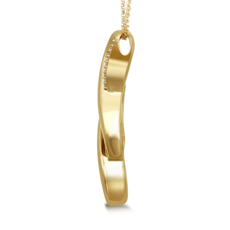 Jewelili 10K Yellow Gold With 1/8 CTTW Natural White Round Diamonds Infinity Pendant Necklace