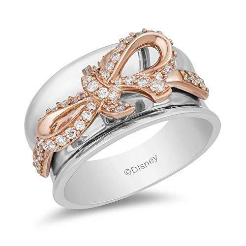 Enchanted Disney Fine Jewelry 14K Rose Gold over Sterling Silver with 1/3CTTW Snow White Bow Ring