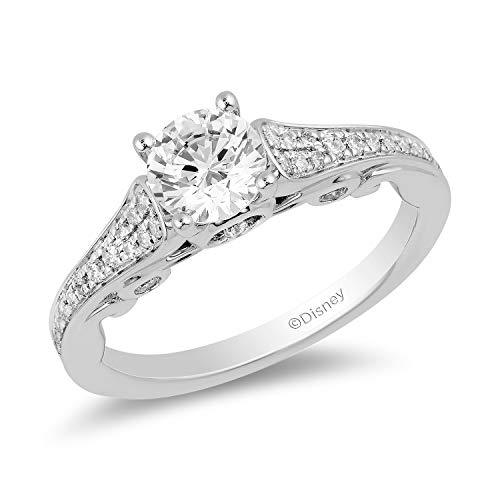 Enchanted Disney Fine Jewelry 14K White Gold with 1.00 cttw Diamond Cinderella Engagement Ring