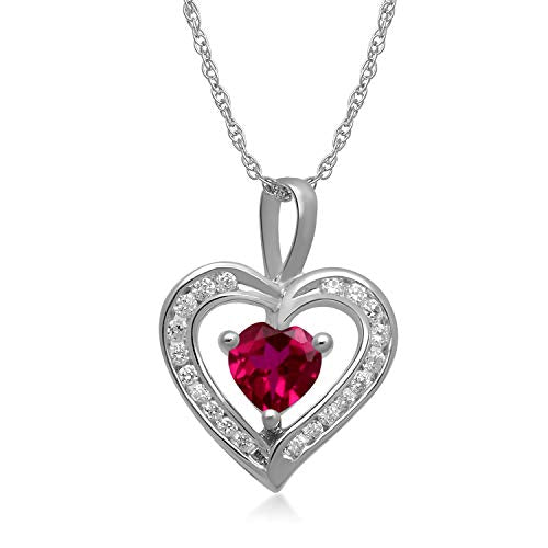Jewelili Heart Pendant Necklace Jewelry in Sterling Silver - View 2