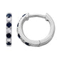 Load image into Gallery viewer, Jewelili 14K White Gold with Round Blue Sapphire and 1/5 CTTW Natural White Round Diamonds Hoop Earrings
