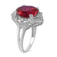 Load image into Gallery viewer, Jewelili Halo Cushion Ring with Round Created Ruby and Round Created White Sapphire in Sterling Silver View 2
