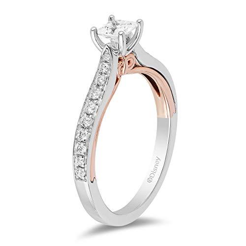 Enchanted Disney Fine Jewelry 14K White and Rose Gold with 3/4 cttw Diamond Snow White Engagement Ring