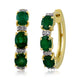 Load image into Gallery viewer, Jewelili 10K Yellow Gold with Emerald and White Diamonds Hoop Earrings
