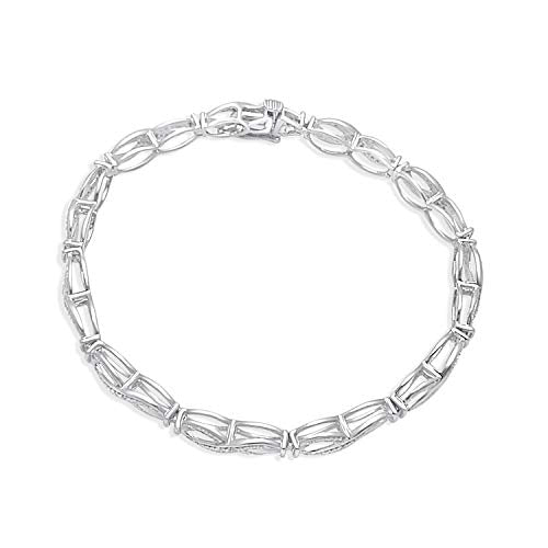 Jewelili Diamond Infinity Bracelet Natural Diamond in Sterling Silver, 7.25" View 1