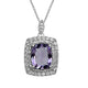Load image into Gallery viewer, Jewelili Sterling Silver With Cushion Shape Amethyst and Round Created White Sapphire Double Halo Pendant Necklace, 18&quot; Cable Chain
