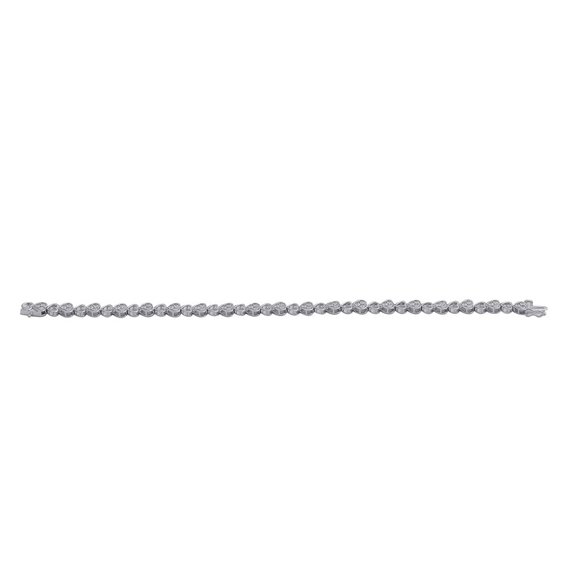 Jewelili Link Bracelet with Natural White Round Miracle Plated Diamonds in Sterling Silver 1/10 CTTW View 4
