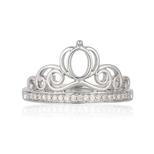 Enchanted Disney Cinderella Tiara Ring Natural White Diamond in Sterling Silver 1/10 CTTW View 3