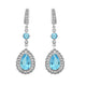 Load image into Gallery viewer, Jewelili Teardrop Drop Earrings with Pear and Round Blue Topaz, Created Round White Sapphire in Sterling Silver View 1
