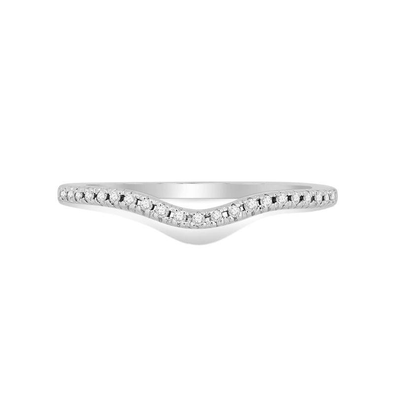 Jewelili Wedding Band with White Natural Diamond in 10K White Gold 1/10 CTTW View 2
