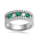 Load image into Gallery viewer, Jewelili Band Ring with Created Emerald and Created White Sapphire in Sterling Silver View 1
