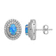 Load image into Gallery viewer, Jewelili Sterling Silver With Oval Created Blue Opal and Cubic Zirconia Halo Earrings
