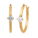 Load image into Gallery viewer, Jewelili 10K Yellow Gold Round Cubic Zirconia Hoop Earrings
