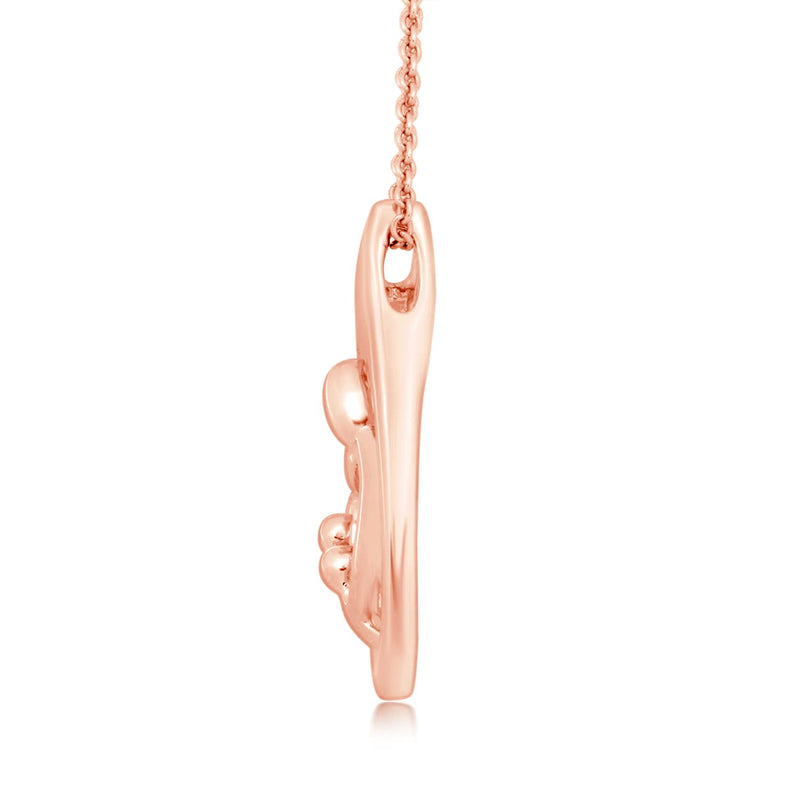 Jewelili Parent and Two Children Family Teardrop Pendant Necklace in 14K Rose Gold over Sterling Silver View 2