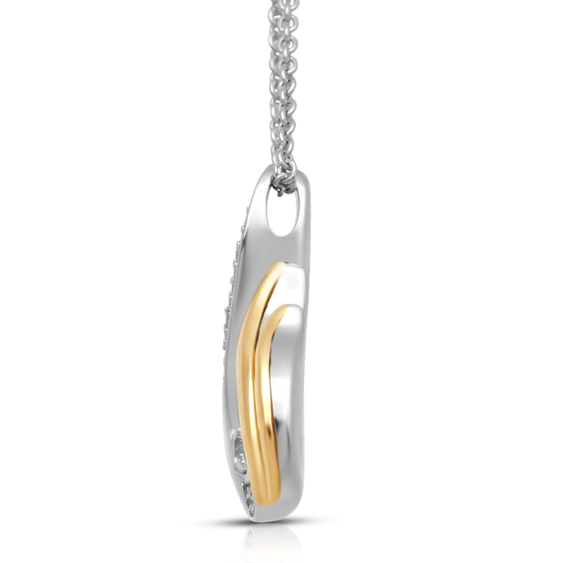 Jewelili Teardrop Pendant Necklace with Natural White Round Diamonds in 10K Yellow Gold over Sterling Silver 1/10 CTTW View 2