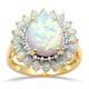 Load image into Gallery viewer, Jewelili Blooming Ring in 18K Yellow Gold Over Sterling Silver Oval and Pear Shape Created Opal with Round Created White Sapphire
