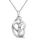 Load image into Gallery viewer, Jewelili Sterling Silver With Parents and One Child Family Heart Pendant Necklace
