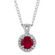 Load image into Gallery viewer, Jewelili 10K White Gold With Lab Ruby Halo Pendant Necklace, 18&quot; Rope Chain
